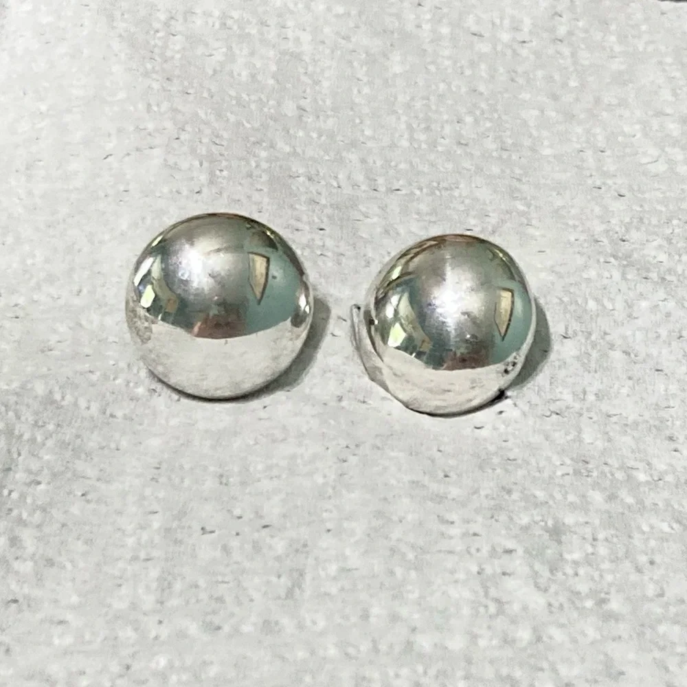 Vintage Mexican Sterling Silver High Polish Dome Button cuff links